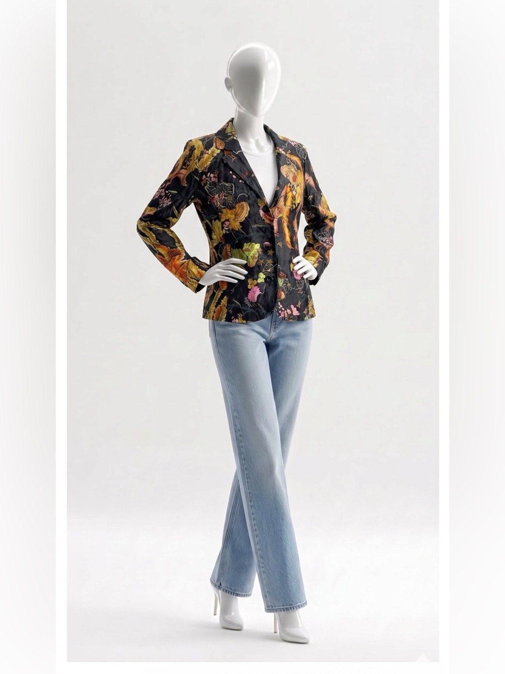 Citron Santa Monica Embroidered Floral Blazer Sz M